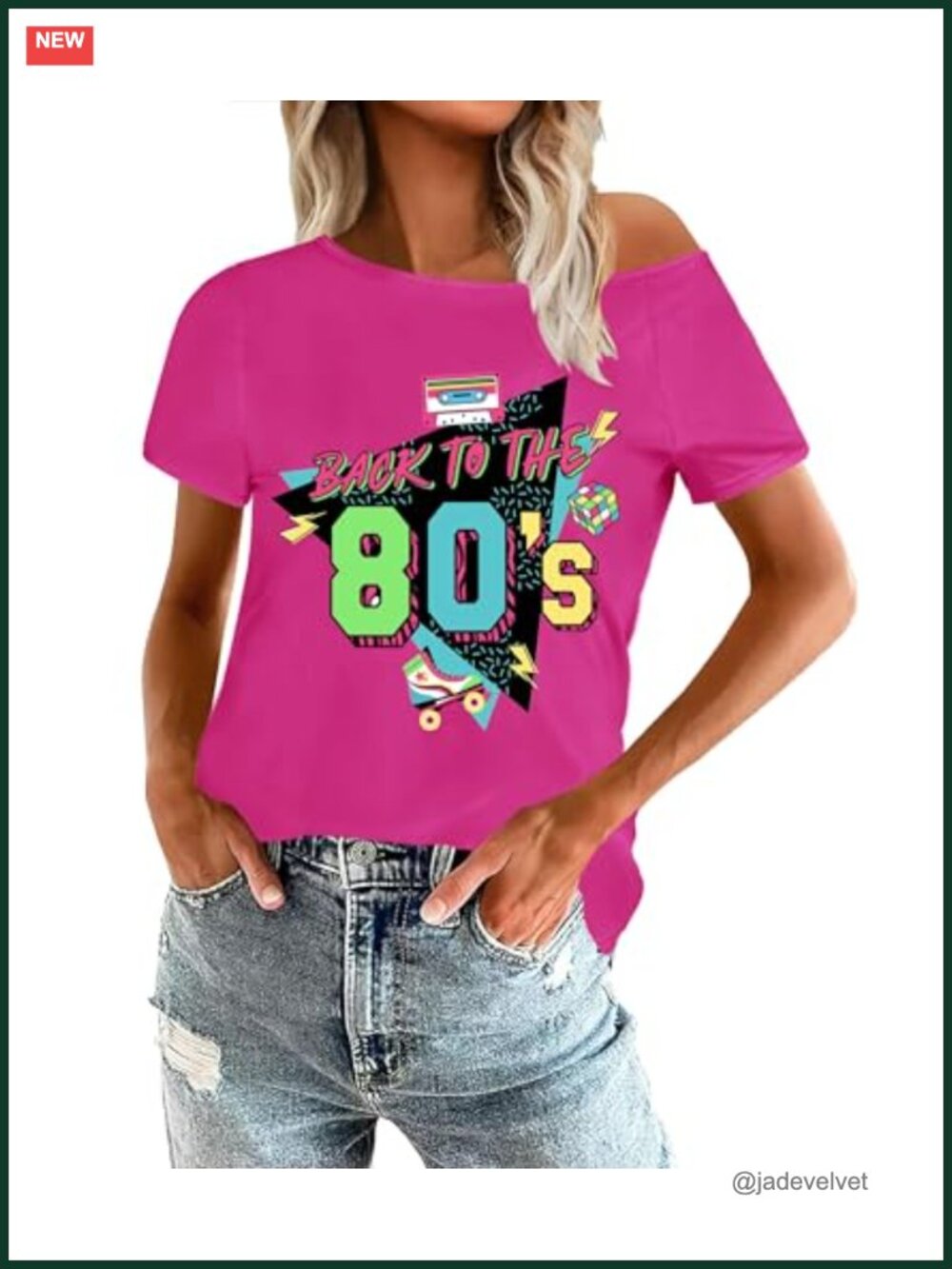 Womens Retro Off Shoulder Top 80s 90s Theme Party Outfit